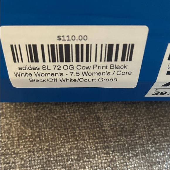 Adidas Black and White Pattern Sneakers with Green Laces - Picture 2 of 2